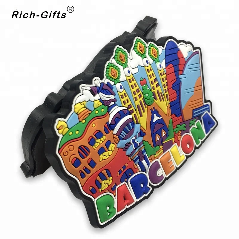 Customized Barcelona PVC Souvenir Magnets Europe