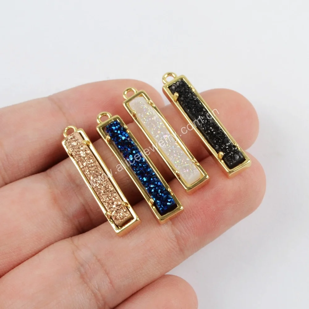 ZG0407 Wholesales price druzy pendant bar druzy jewelry titanium colorful druzy pendant charms for jewelry making