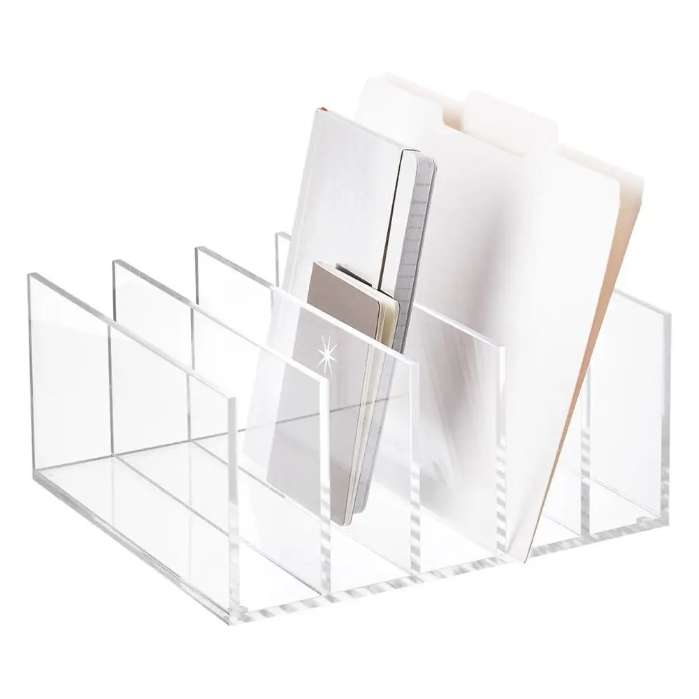 Handmade 5-Section Clear Acrylic Desktop File Organizer