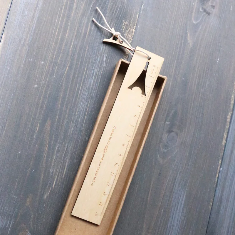 
Factory price fashion design ruler DIY drawing 15 cm wooden ruler 