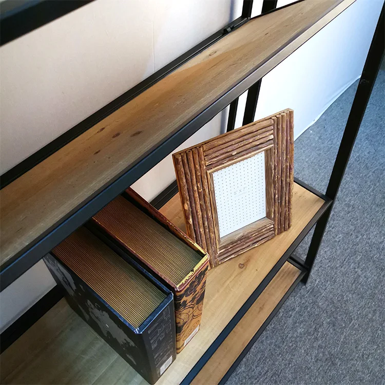 Furniture wall movable comic ladder tall metal iron pine wood modern cabinet organizer case book shelf