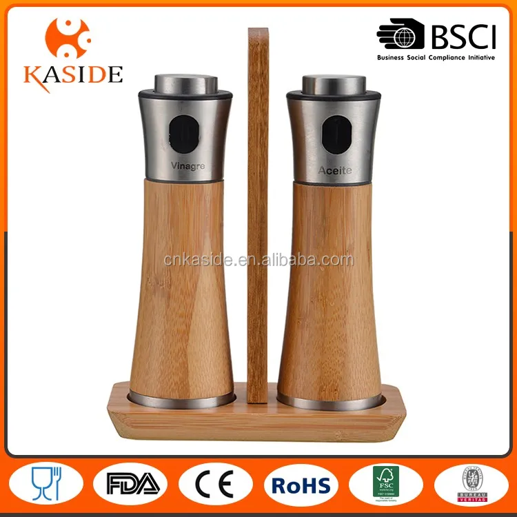 Manual Bamboo vinegar pot and olive oil bottle set