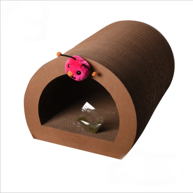 fantastic design customized color cardboard cat scratcher toy pet scratcher with a hang toy