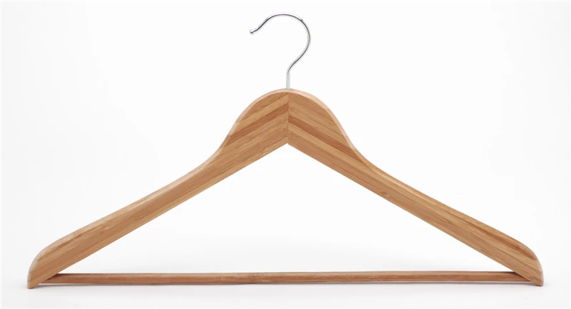 High Quality Wooden Bamboo Garment Hanger with Metal Clips for Hotel Clothes Store