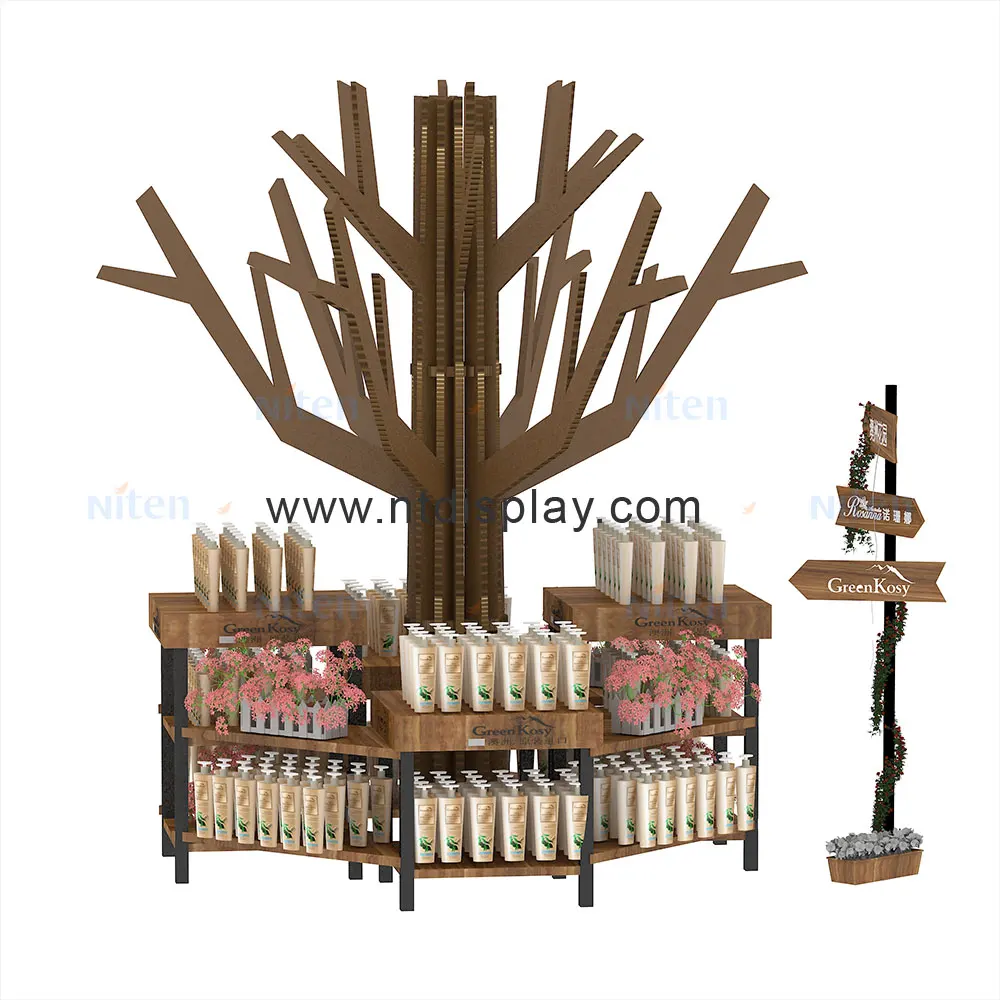 In vogue wood displays display gondolas for promotional cosmetics shelves gondola