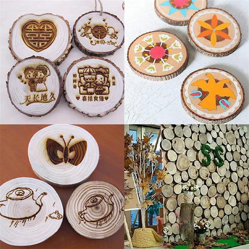 
100pcs 1-3CM Wood Log Slices Discs for DIY Crafts Wedding Centerpieces 