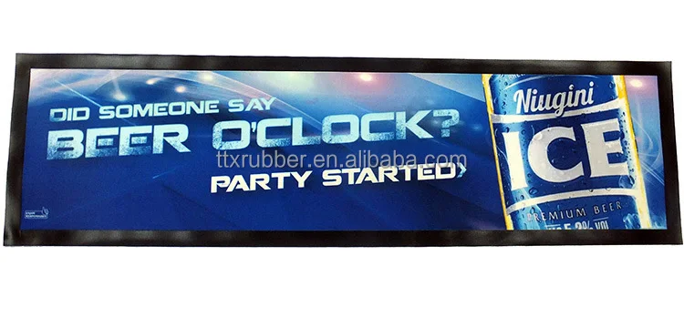 custom OEM heat transfer printing Nitrile Rubber bar runner custom digital printing full color promotion gift bar glass mat