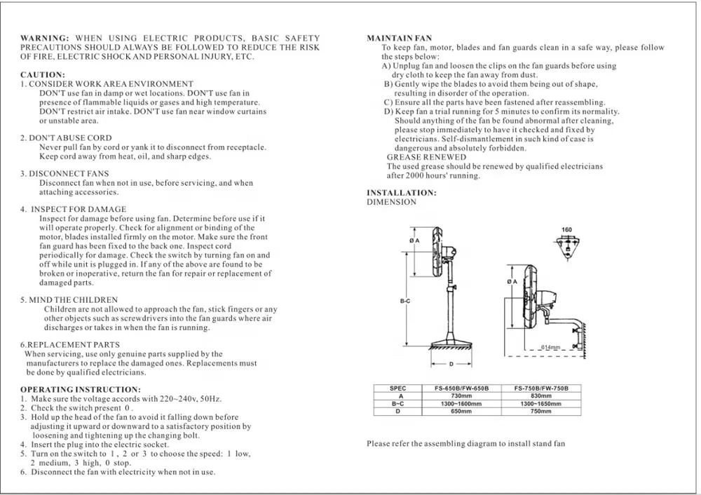 
20/24/26/30 inch FS Series Powerful Industrial Pedestal stand fan 