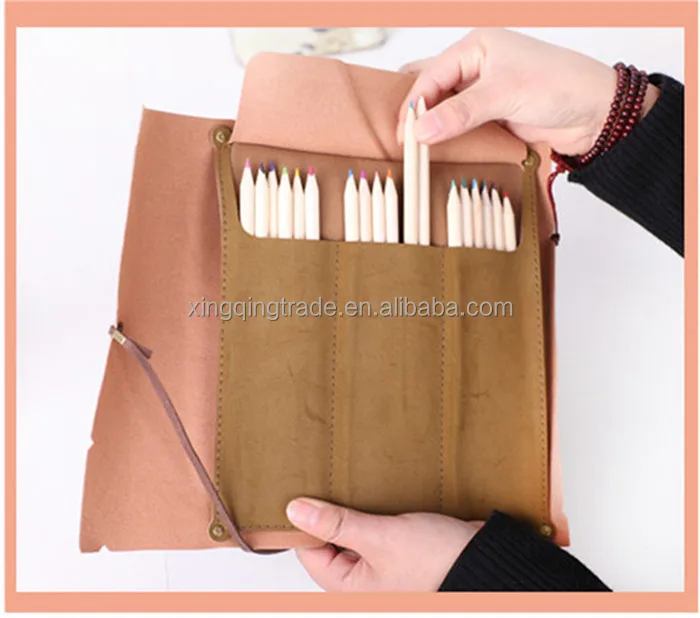 Retro Vintage Pirate Roll Up PU Leather Pen Pencil Case Bags Treasure Map Kid Party Gift Favor Make up Cosmetic Bag