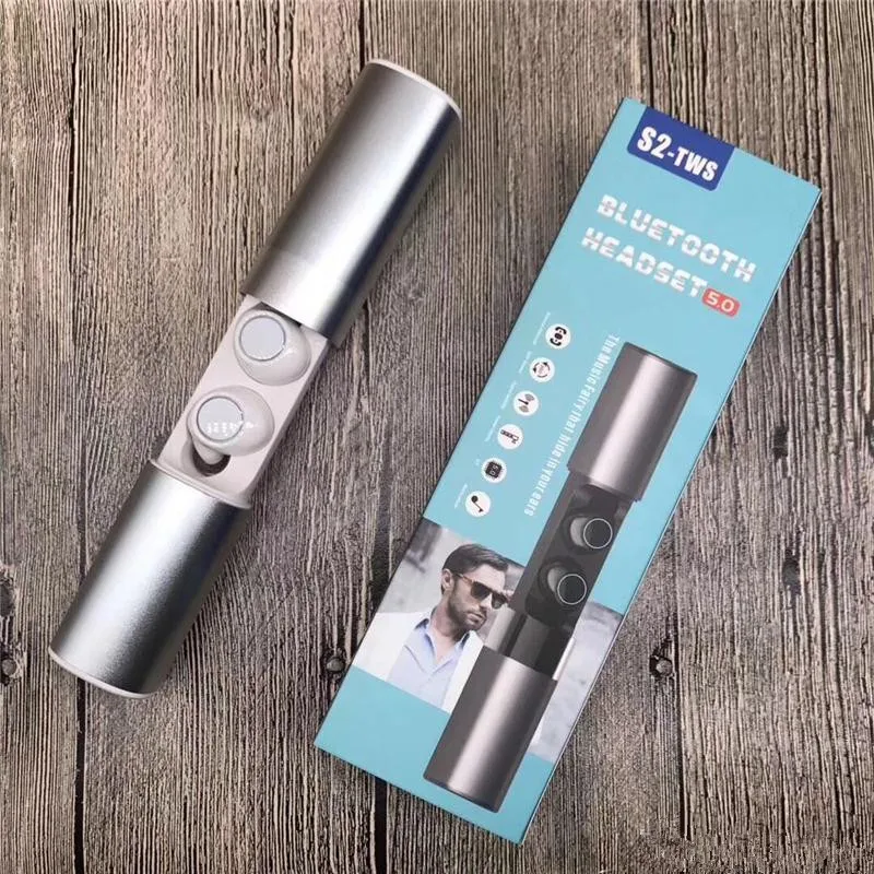 TWS IP67 Waterproof S2 Sport BT 5.0 HIFI Sound Wireless Earbuds With Charging Box Noise Cancelling Headphone