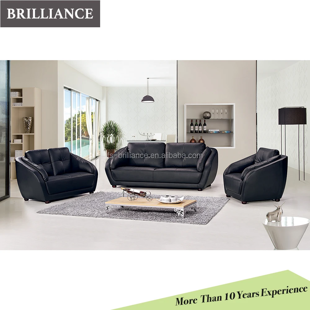 
Foshan furniture black color leather sofa set good quality pow price 