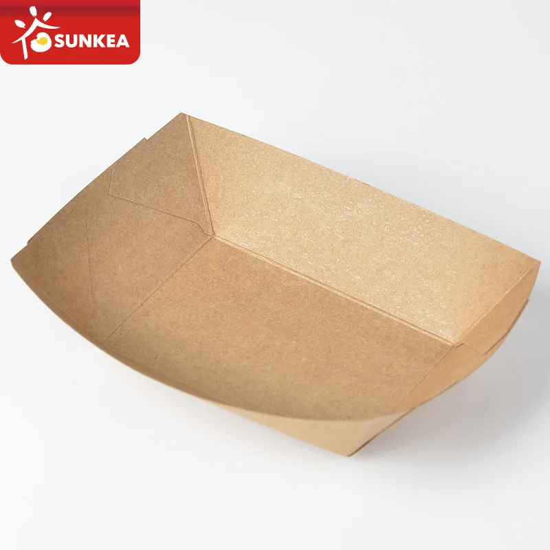 Disposable brown kraft paper boat paper food tray