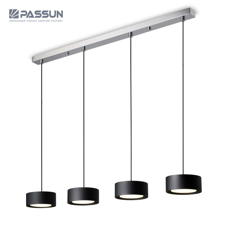 1600lm 4x4w four in one black painting+chrome plated round led hanging pendant light