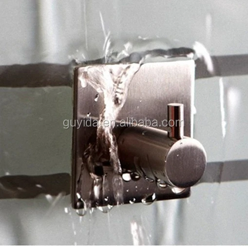 
No nails no drill square shape stainless steel 304 adhesive wall single hook 