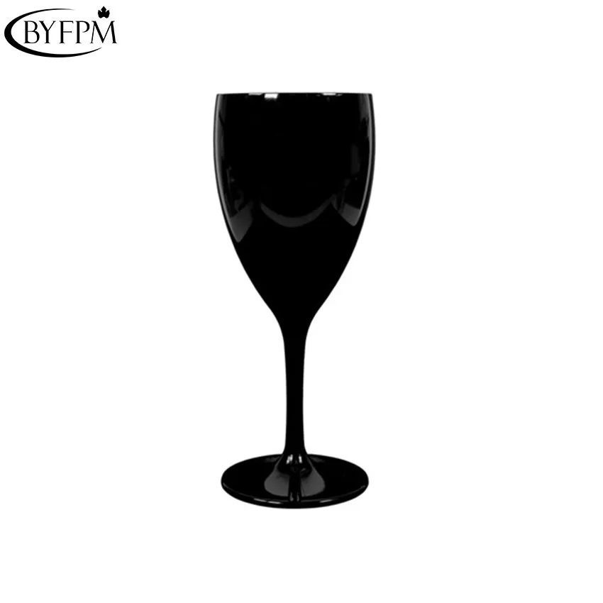300ml Factory Customized Size Acrylic Wine Goblet Solid Color Food Grade Plastic Black Drinking Wine Glass for Sale