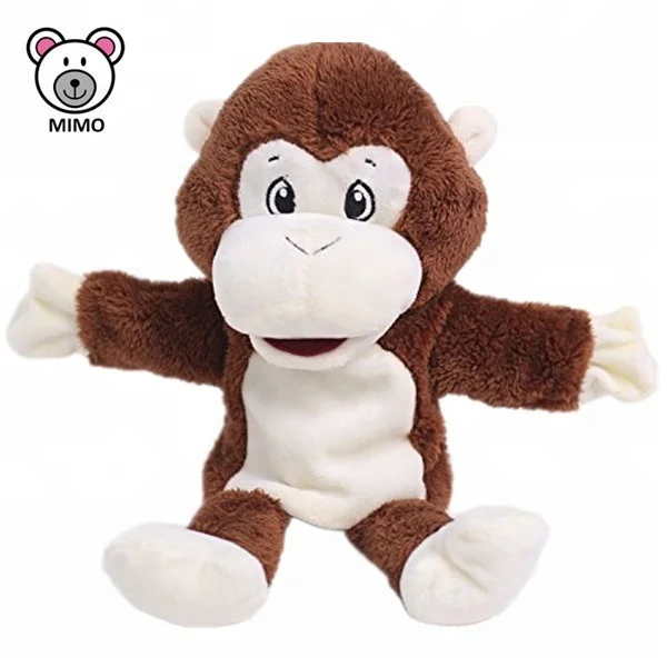 EN71 Standard Stuffed Animal Plush Brown Monkey Hand Puppet Theater Wholesale Cheap Cartoon Kids Soft Monkey Plush Toy