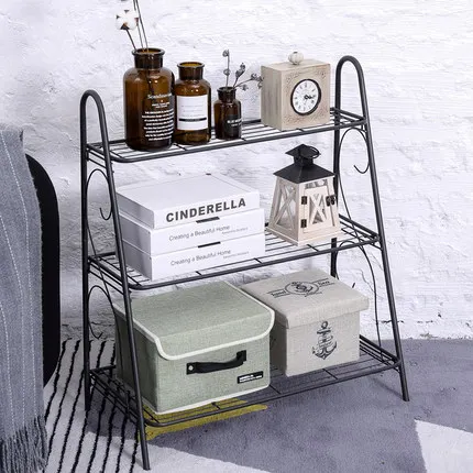 Garden living room iron 3 tiers shoe rack also can be planter flower pot display metal plant stand KD design