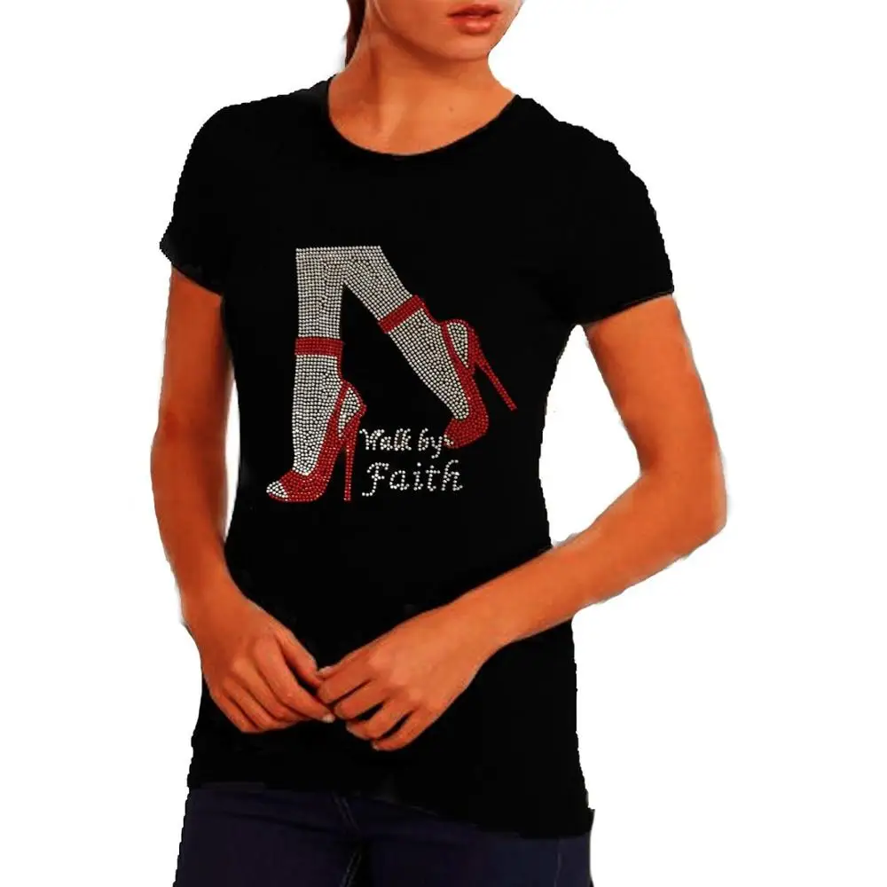 high quality  custom walk by faith custom  rhinestone motif