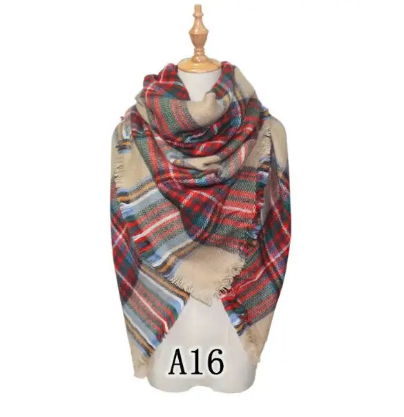 HOT!!! Personalized 60 color stole Square Oversized Plaid Blanket Scarf Tartan women cashmere scarf