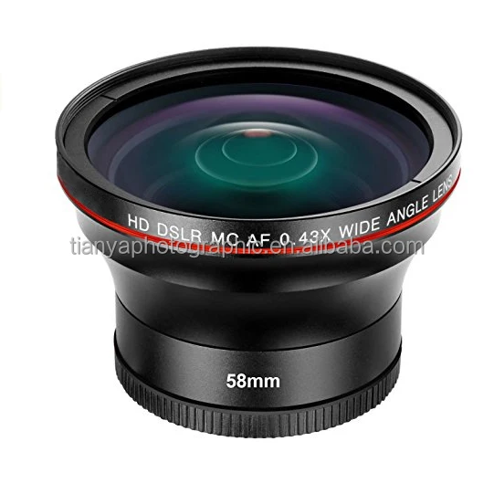 No Distortion 58mm 0.43X HD Wide Angle Macro Lens for Canon EOS Rebel DSLR Cameras