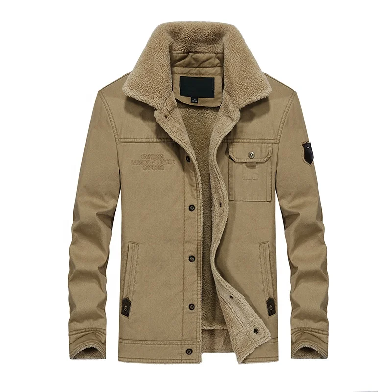 
Retail Online Shopping Fur Lining Cotton Mens Khaki Work Winter Chore Jacket 