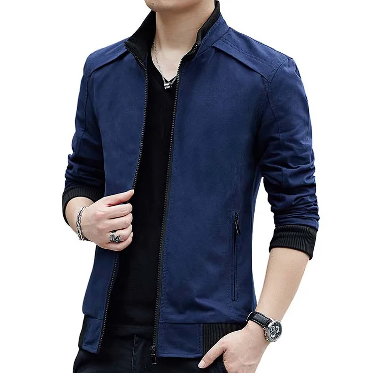 Mens Casual Windbreaker Outerwear Slim Fit Cotton Lightweight Zip Up Jackets