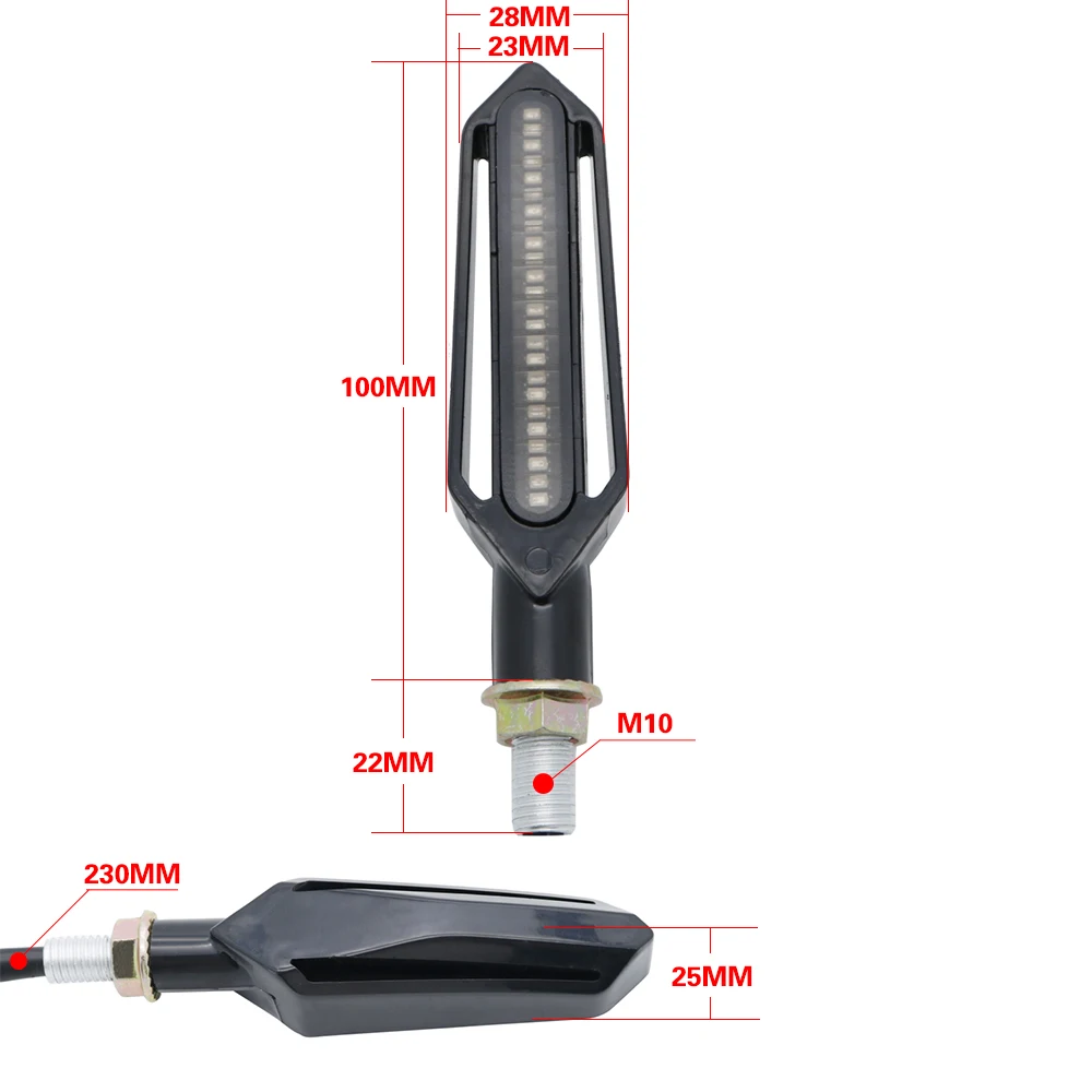 Светодиодная мотоциклетная лампа для плавной воды, поворотный сигнал, красный свет, стоп-сигналы, белые индикаторы дневных ходовых огней, мигание