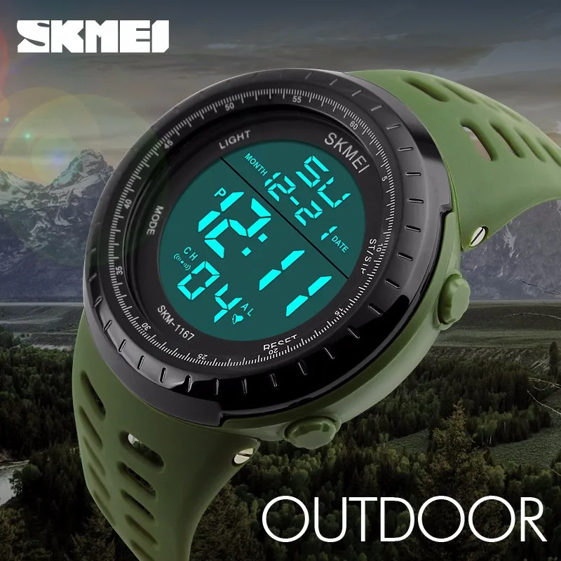 SKMEI 1167 2019 новые Брендовые мужские светодиодные цифровые часы модные спортивные подходят для ныряния плавания на открытом воздухе