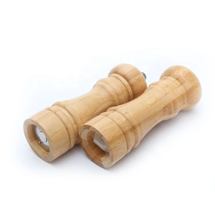 Good Price Round 2pcs Bamboo Salt Shaker and Pepper Mill Grinder Set