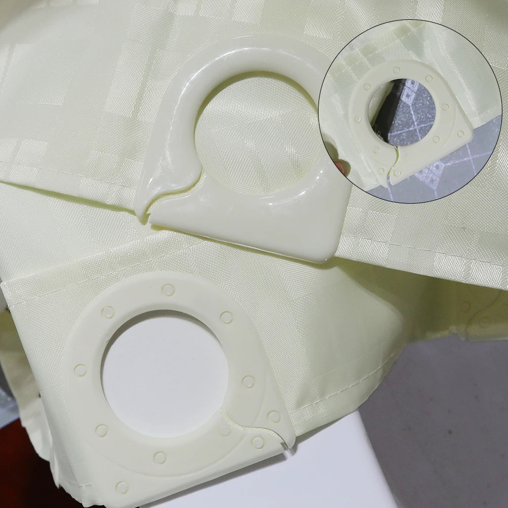 Dobby Polyester Water Repellent Hotel Hookless Shower Curtain With Matching Window Curtain