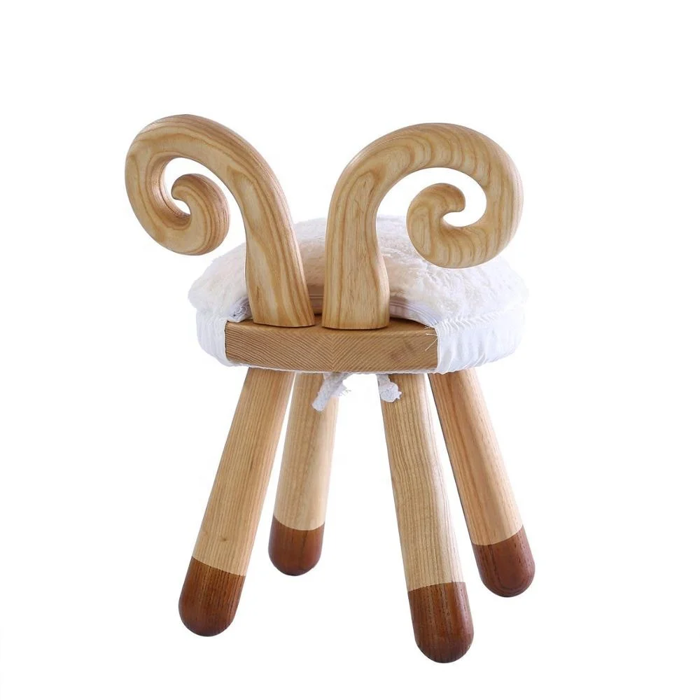 Living room furniture seating wooden lounge chair animal stool deer rabbit cow sheep giraffe animal step stool for kids