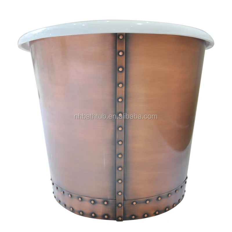 
Antique Luxury Metal Copper Brass Freestanding Bathtub Round Solid Cast Iron Bathtub 