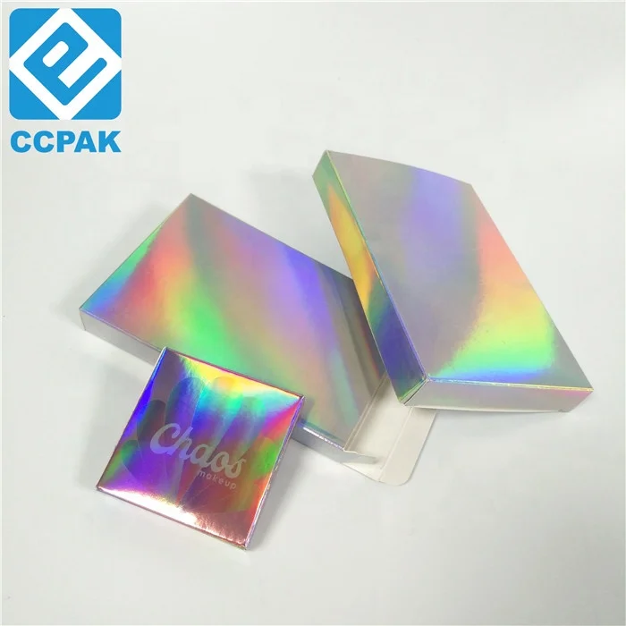 Eyelash/Nail Polish Packaging Hologram paper box Holographic Foil bags with Adhesive sticker
