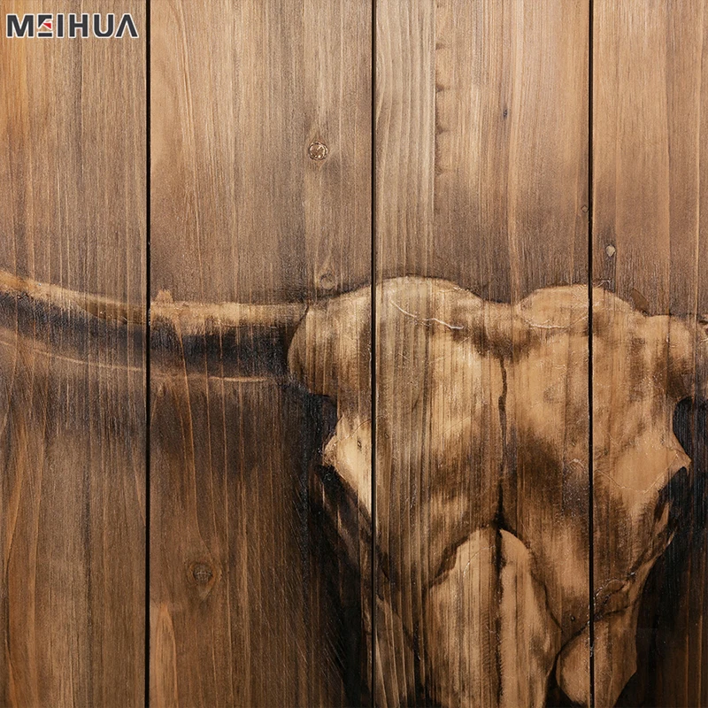 Hot Wholesalers Home Decoration Oil Pine Wood Modern Woodcut Bull Prints Carving Wall Art Animal 76x60 or Customized Meihua