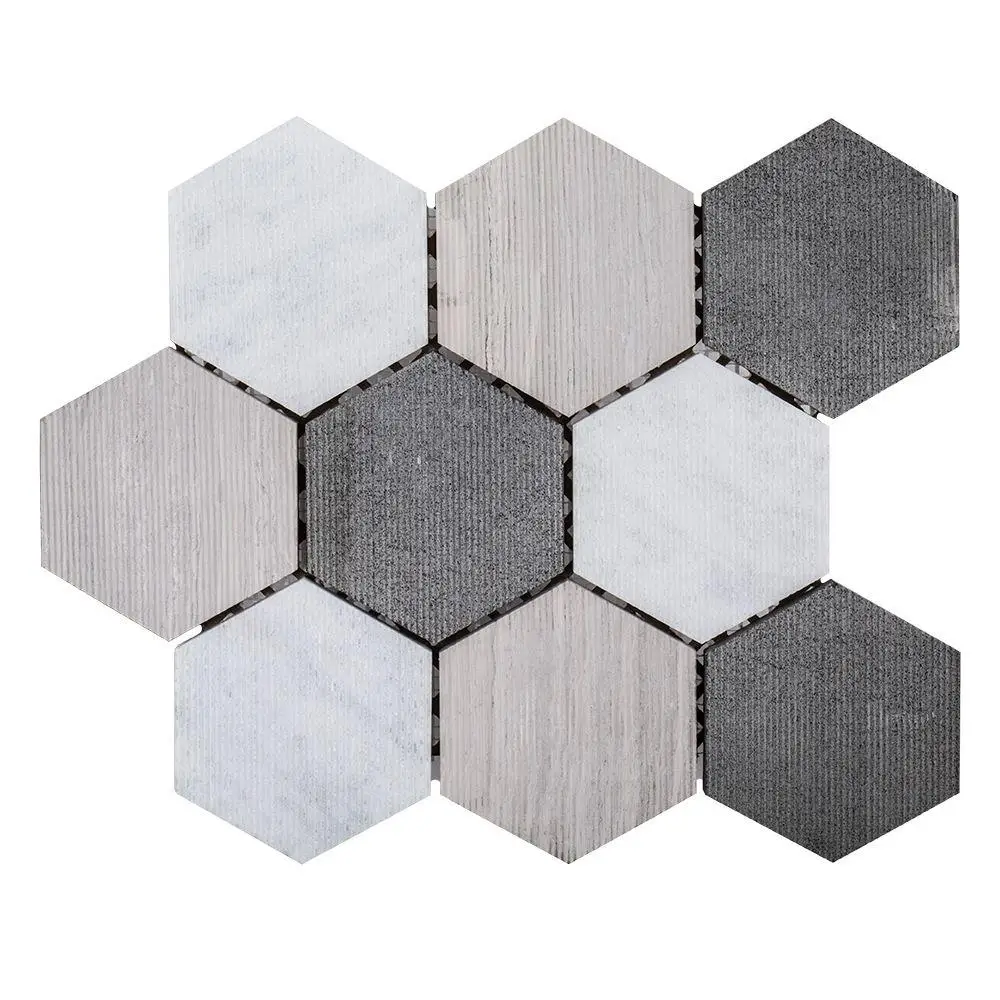 
Decorstone24 Mixed Color Hexagon Marble Bathroom Mirror Backsplash Tiles 