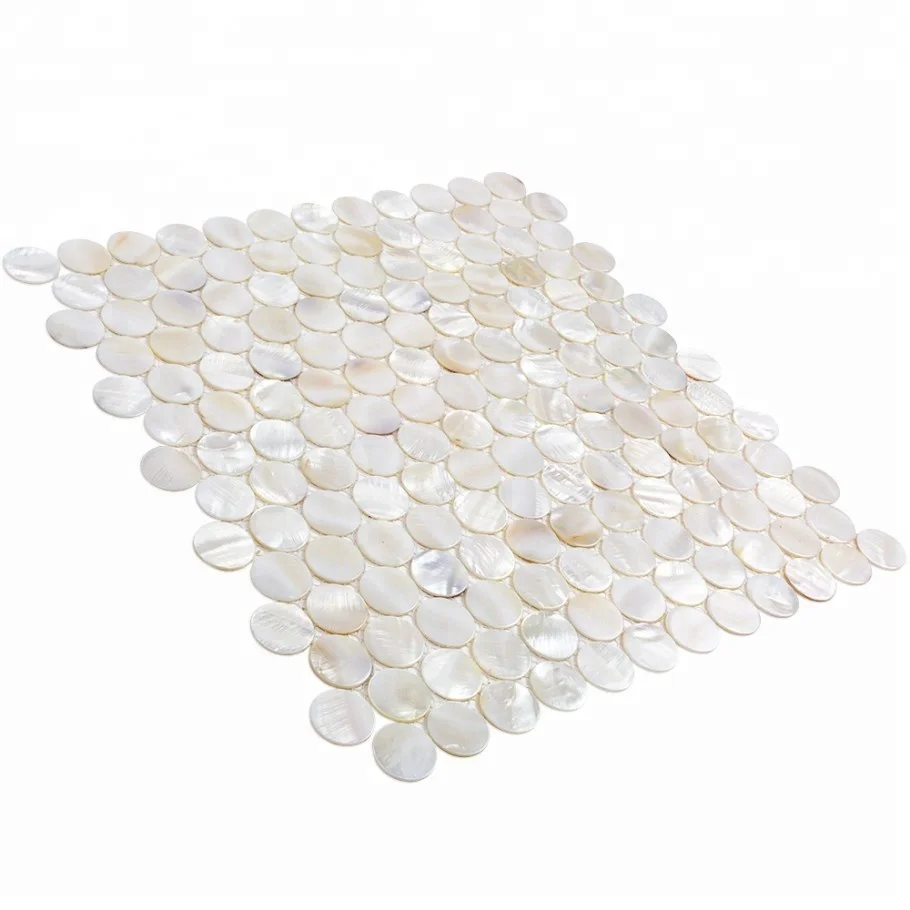 Decorstone24 Mother Of Pearl Penny Round Mosaic White Backsplash Wall Tile