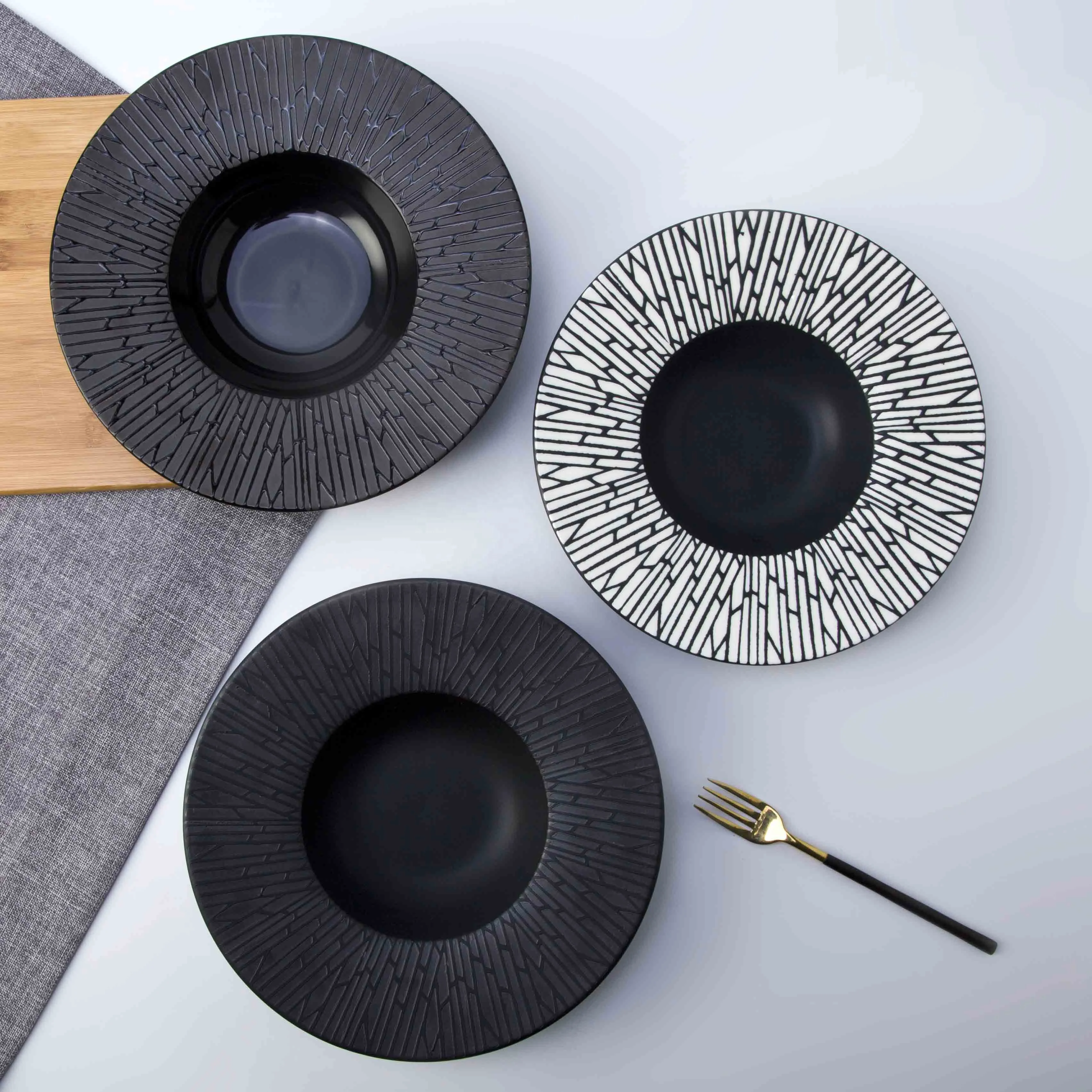 Ceramic porcelain dinnerware plates hotel ware dinner plates for restaurant europe style high quality salad pasta bowl