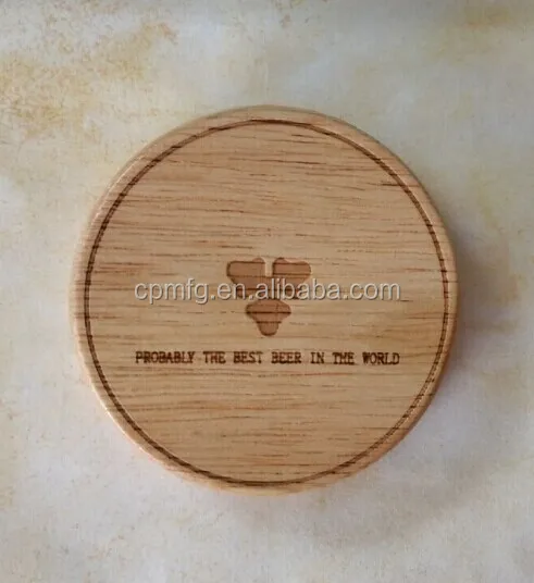 nice quality ready to shp low moq custom logo laser engrave magnetic round wood coaster beer bottle opener