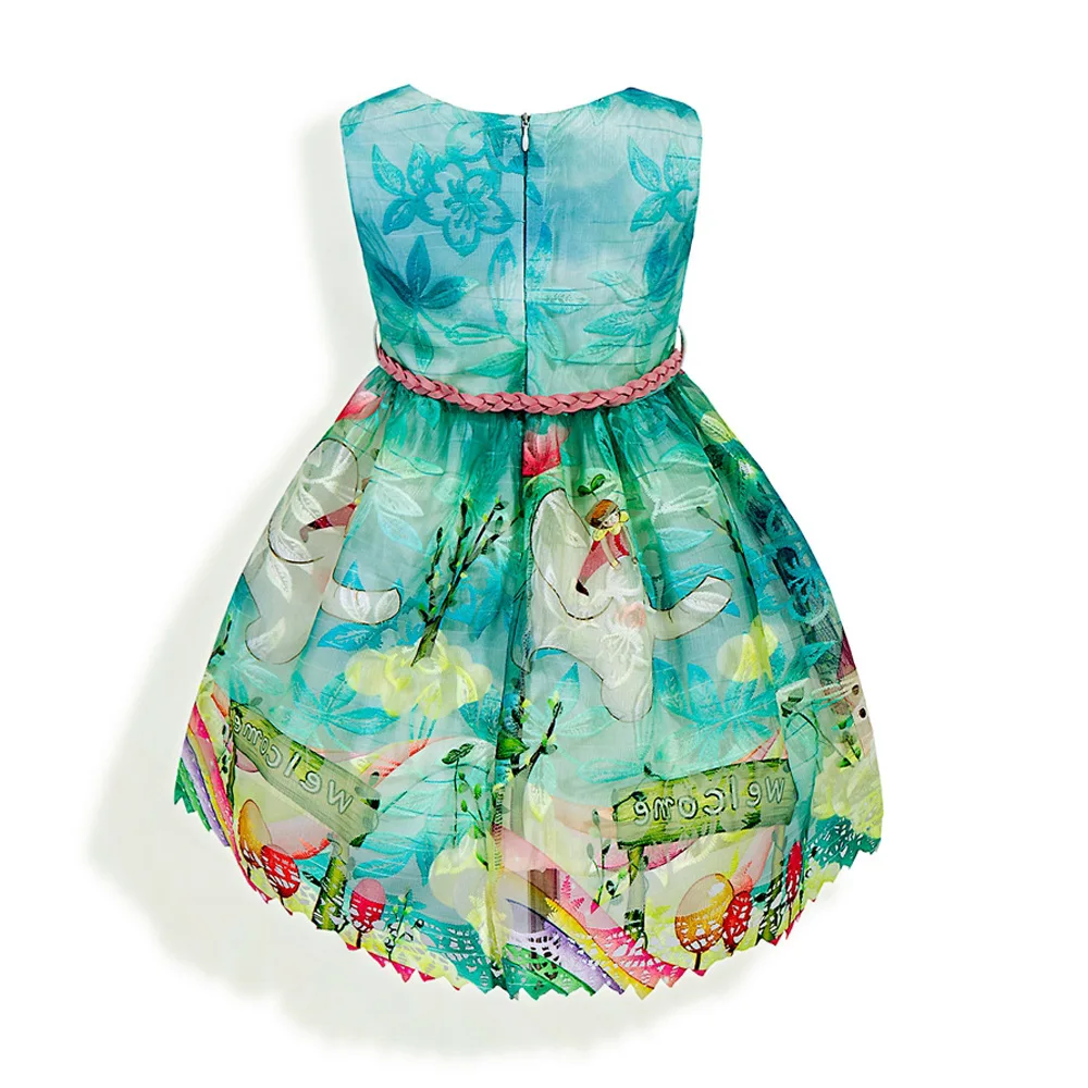  Оптовая продажа 2017 платье для девочек принцессы с цветами детское