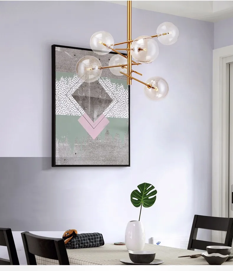 Nordic creativity Simple Personality Iron Art Decor Restaurant Chandelier Pendant Light Hanging G4 LED Lamp