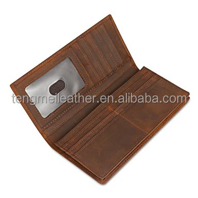 Мужской винтажный Длинный кошелек двойного сложения из натуральной кожи Crazy Horse