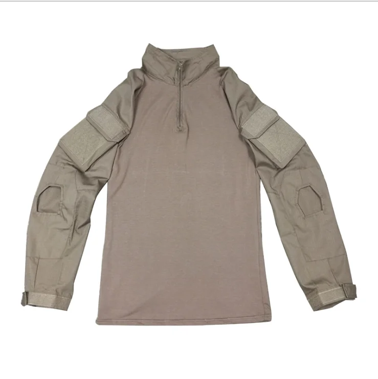 Рубашка с длинным рукавом Военная Тактическая защитная накладка на локоть зеленая хаки