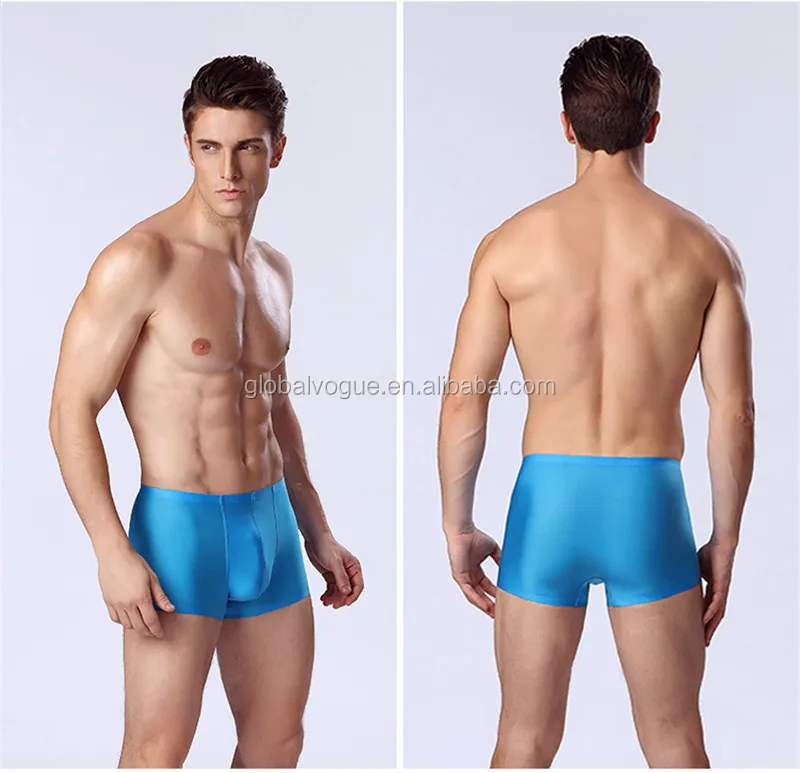 underwear men boxer seamless slip home sexy ice silk underpants shorts transparent