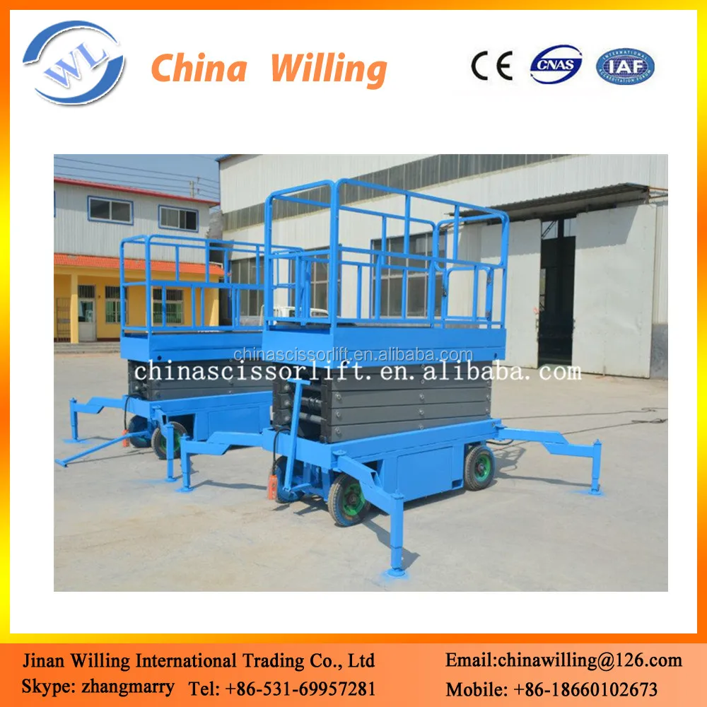 14 м лучший колес scissor лифт электро-гидравлические движимого scissor подъемной платформой