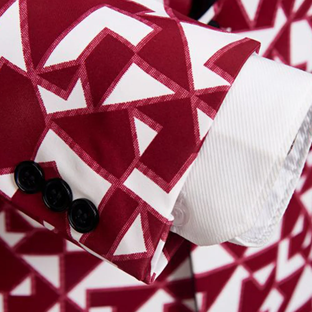 Mens 3 Piece Floral Printed Suits Slim Fit Stylish Prom Tuxedos