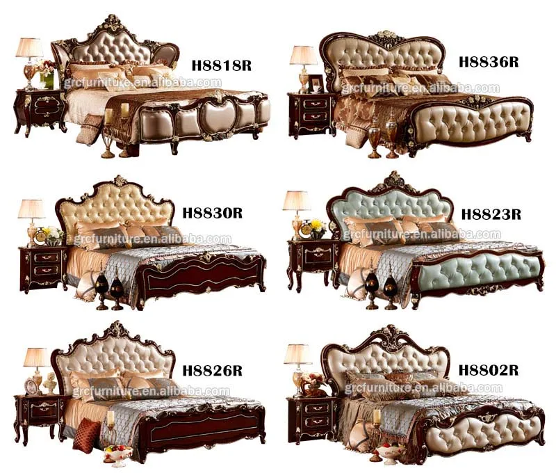 H8830R indian royal style furniture antique gold bedroom sets american design
