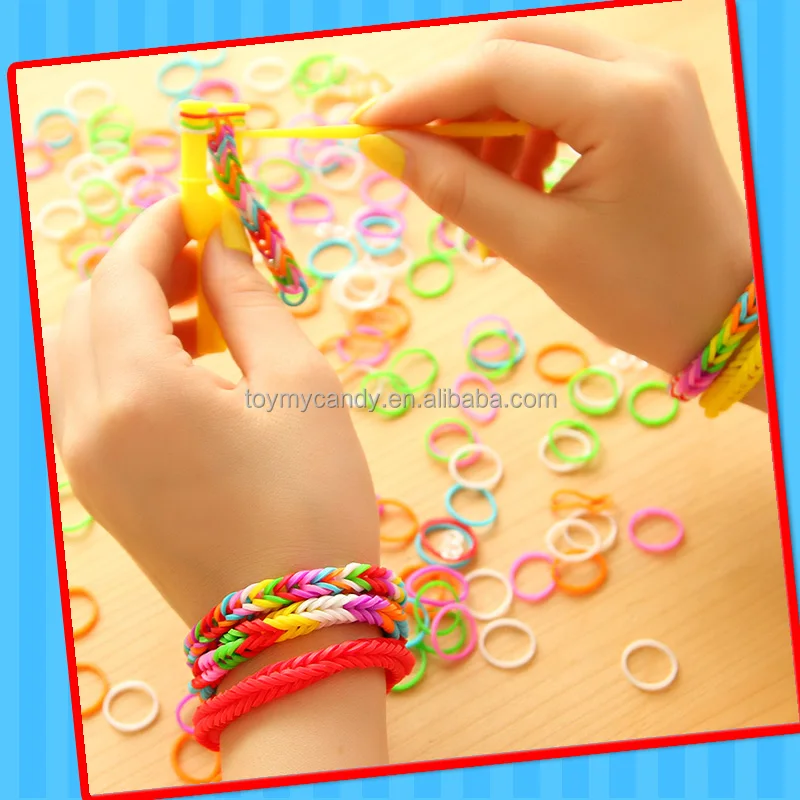 Colorful kids toy Color Rubber Bands toy with candy