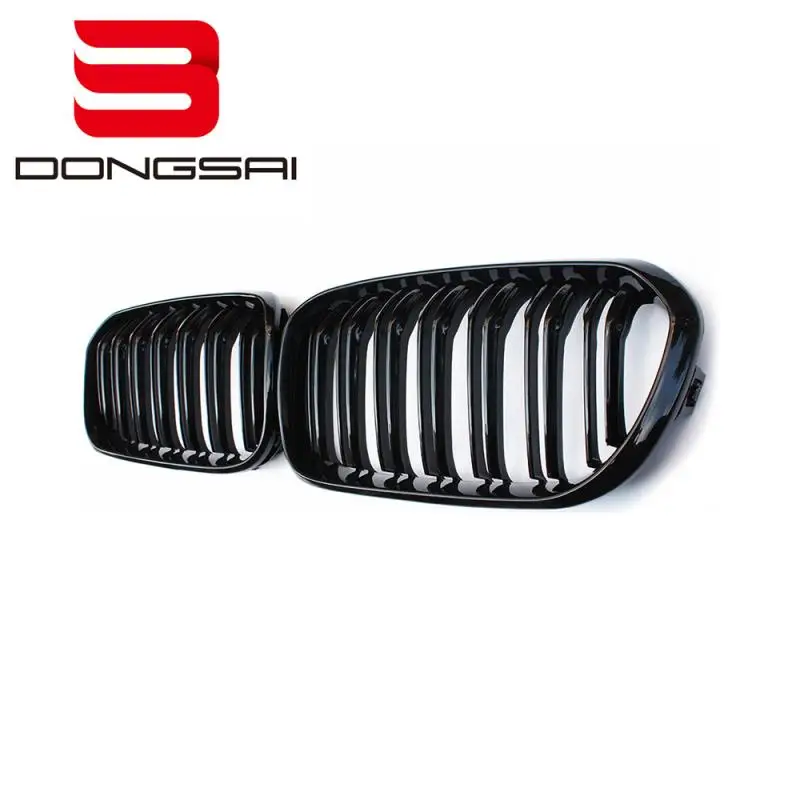 Для BMW 1 серия F20 обновление ABS глянцевый черный двойной планка передний бампер почки центральный гриль решетка 2015 +