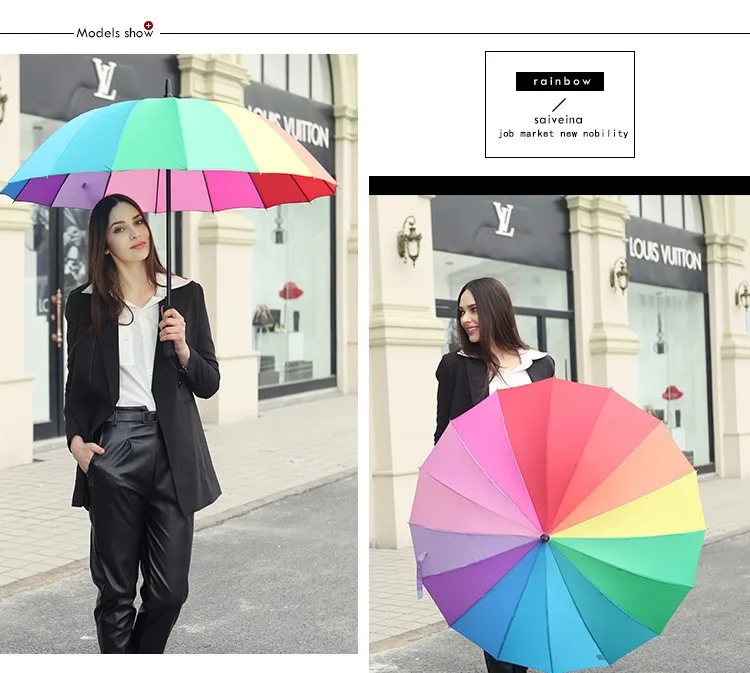 Saiveina Brand Products Best Quality Beauteous 23'16k Straight Single Color Rainbow Umbrella Wholesaler for Amazon