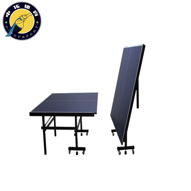 Indoor single folding tennis ping pong table with small wheel